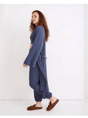 Madewell Navy waffle knit robe